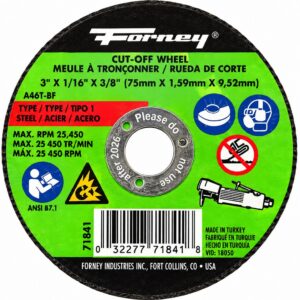 Forney 71841 3" X 1/16" X 3/8" Cut-Off Wheel