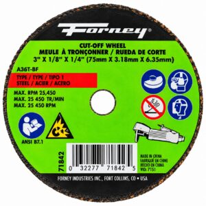Forney 71842 3" X 1/8" X 1/4" Cut-Off Wheel