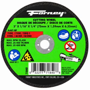 Forney 71840 3" X 1/16" X 1/4" Cut-Off Wheel