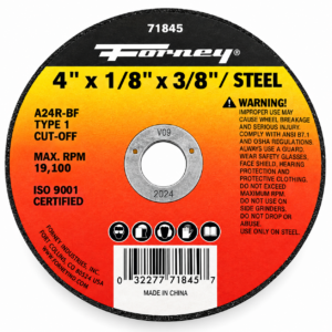 Forney 71845 4" X 1/8" X 3/8" Cut-Off Wheel
