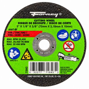 Forney 71843 3" X 1/8" X 3/8" Cut-Off Wheel
